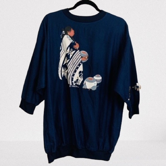 Vintage Tops - Vintage Hand Painted Embellished Lida Sovers Native American Shirt Size XL